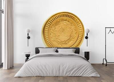 Gold coin on white background Wall mural