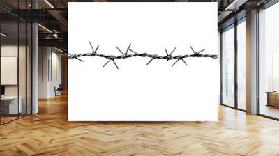 barbed wire isolated on white Wall mural