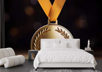 A real gold medal with a lot of text area winner copy space concept Wall mural