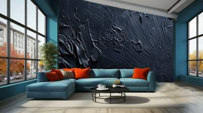 Canvas background textured with black oil paint provides ample copy space for design Wall mural