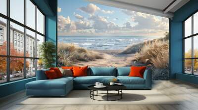 Capturing the essence of Opal Coast fields coastal trails sandy beaches and the endless sea a harmonious blend of nature s beauty and serenity Wall mural