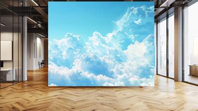 Designers can utilize the mesmerizing blue sky and clouds in the copy space image. Wall mural