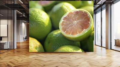 growing green fruits grapefruits close up Wall mural