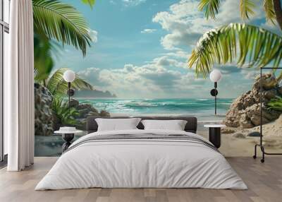 Paradise Beach Display With Copy Space Wall mural