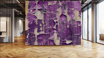 Purple discoloured vintage style ripped street poster urban style paper texture Wall mural