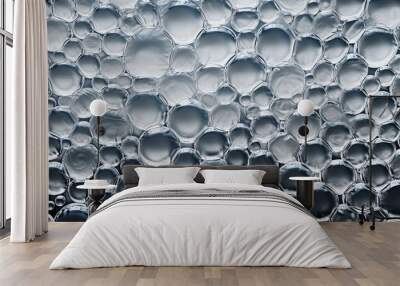 Top view of a flat lay abstract background with a blurred copy space image showcasing a textured bubble wrap Wall mural