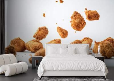 Crispy roasted chicken nuggets isolated on white background Generative AI Wall mural