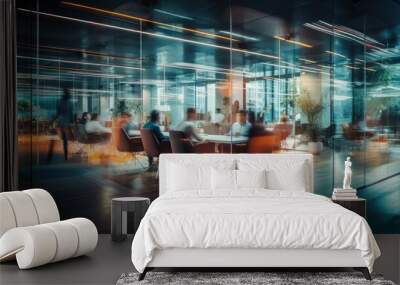 Long exposure shot of group of people in a meeting room, business concept Wall mural