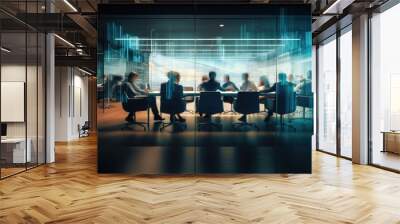 Long exposure shot of group of people in a meeting room, business concept Wall mural