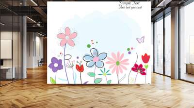 Floral abstract spring flowers greeting card Wall mural