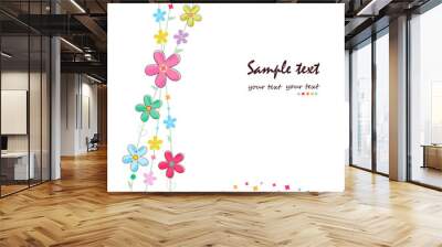 Simple summer flowers decorative greeting card Wall mural