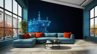 cargo ship in the sea, AI technology in the future bunkering, freight and supply chain business Wall mural