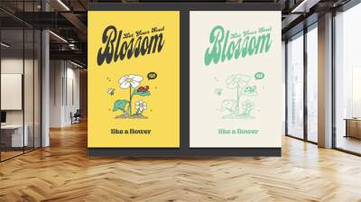 retro 30s posters with positive quotes, vector illustration Wall mural