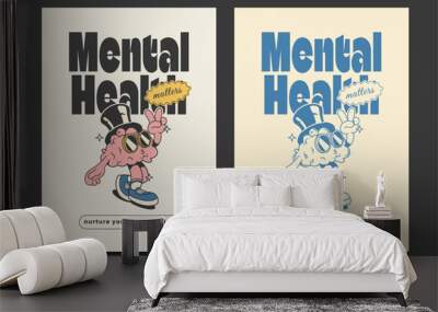 retro 70s posters with positive quotes, vector illustration Wall mural