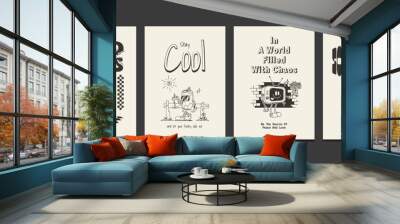 retro 70s posters with positive quotes, vector illustration Wall mural