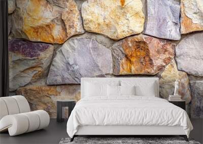 Rustic Stone Wall Texture: A close-up of a rugged and textured stone wall, showcasing the natural beauty and earthy tones of the material. Wall mural