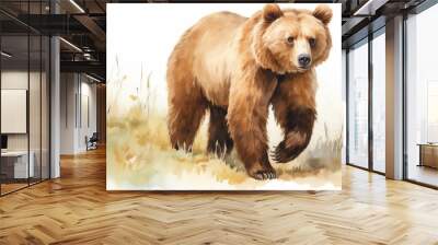 Watercolor painting of a brown bear. Wall mural