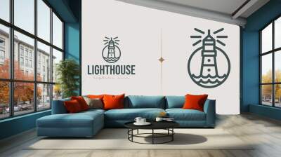 Lighthouse monoline. Universal creative premium symbol. Vector sign icon logo template. Vector illustration Wall mural