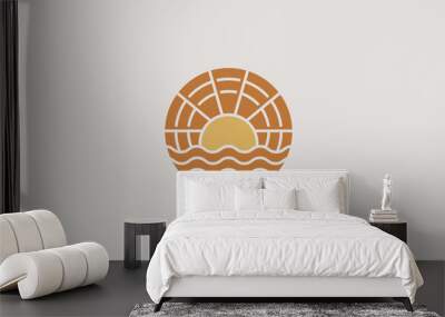 Sunset Wave Logo Template. Universal creative premium symbol. Vector illustration. Creative Minimal design template. Symbol for Corporate Business Identity Wall mural