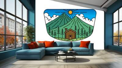 natural scenery in the frame illustration Wall mural