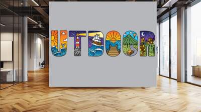 outdoors typography design vector, for t-shirt, poster and other uses Wall mural