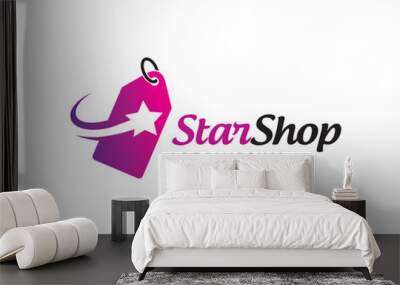 Star and tag label logo symbol or icon template Wall mural