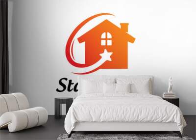 Star house logo template design, icon, symbol Wall mural