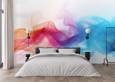 Colorful smoke floats, isolated on white background, abstract wallpaper, colorful smoke floats in the air, attractive various colors combination  Wall mural