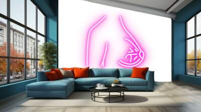 Breast muscle woman body neon icon Wall mural