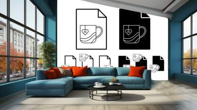 Cup, tea bag, heart vector icon in file set illustration for ui and ux, website or mobile application Wall mural