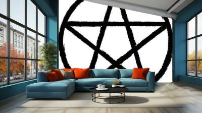 Symbol star pentagram vector icon in grunge style Wall mural