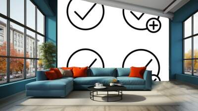 check, plus, check, minus sign icons Wall mural