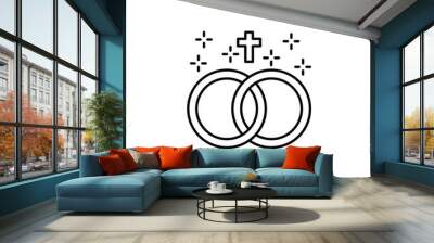 Christianity wedding rings cross icon. Element of christianity icon Wall mural