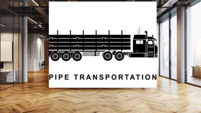 Detailed pipe transporting truck illustration Wall mural