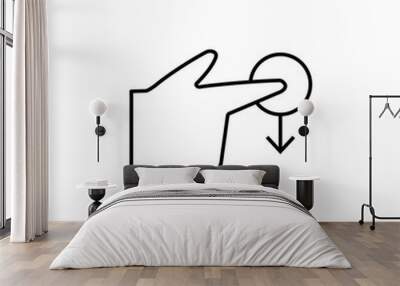 Finger, low, touch, push icon. Element of corruption icon. Thin line icon on white background Wall mural