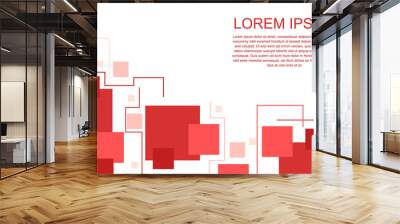 Geometric abstract line shapes square red vector background Wall mural