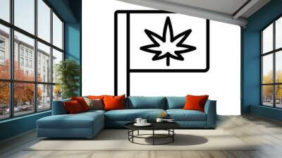 Marijuana flag icon. Simple line, outline vector elements of herbal drugs icons for ui and ux, website or mobile application Wall mural