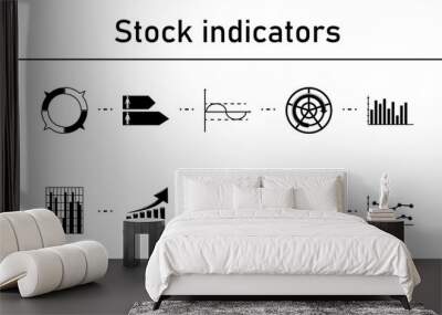 Stock indicators simple concept icons set. Wall mural