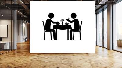 two man, eating in restaurant icon. Element of dinner in a restaurant illustration. Premium quality graphic design icon. Signs and symbols collection icon for websites Wall mural