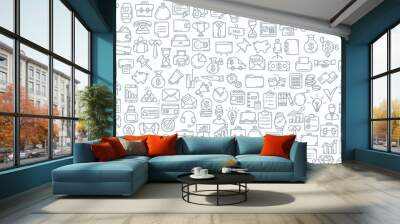 business doodle background. business line icon background Wall mural