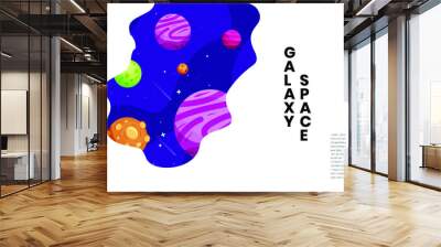 Flat Galaxy Space colorful background Wall mural