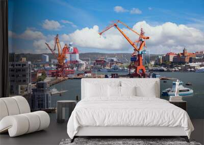 From port of Gothenburg in Sweden, Lilla Bommen in background	 Wall mural