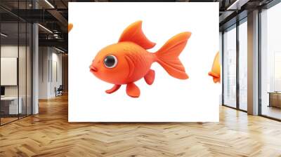 PNG goldfish 3d icons and objects collection, in cartoon style minimal on transparent, white background, isolate Wall mural