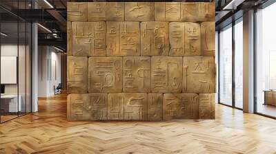 This background image showcases ancient Egyptian hieroglyphs carefully carved onto a stone surface Wall mural