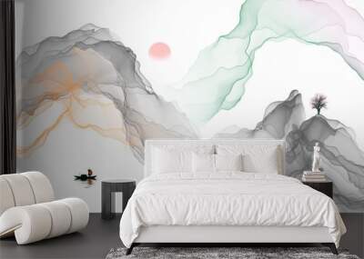 Abstract line ink landscape decoration painting Wall mural