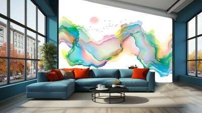 Ink landscape decoration illustration abstract line poster background Wall mural