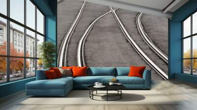 tram ways, which allow choosing one of two directions Wall mural