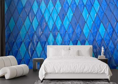 Abstract blue tile featuring a unique pattern. Wall mural