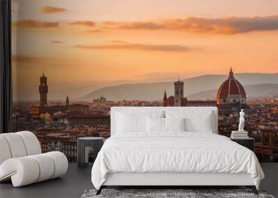 golden sunset over florence, italy Wall mural