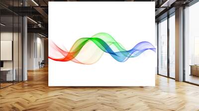 Abstract vector background. Multi-color wave on white background. Wall mural